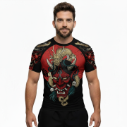 Samurai Hannya Mask Dragon White Tiger BJJ Custom Brazilian Jiu Jitsu Rash Guard - Image 2