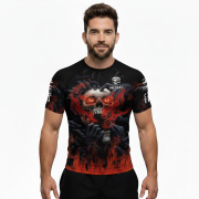 Flaming Drown Skull BJJ Custom Brazilian Jiu Jitsu Rash Guard - Image 2