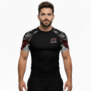 Red Black Samurai Warrior Helmet BJJ Custom Brazilian Jiu Jitsu Rash Guard - Image 2