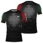 Aztec Calendar Red Green Custom BJJ MMA Rash Guard for Men