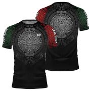 Aztec Calendar Red Green Custom BJJ MMA Rash Guard for Men