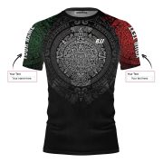 Aztec Calendar Red Green Custom BJJ MMA Rash Guard for Men - Image 5