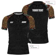 Aztec Symbols Tribal Pattern Black Version Custom BJJ MMA Rash Guard for Men - Image 5