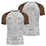 Aztec Symbols Tribal Pattern White Version Custom BJJ MMA Rash Guard for Men