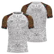 Aztec Symbols Tribal Pattern White Version Custom BJJ MMA Rash Guard for Men