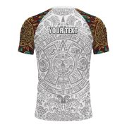 Aztec Symbols Tribal Pattern White Version Custom BJJ MMA Rash Guard for Men - Image 4