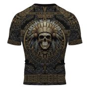 Aztec Tribal Headman Skull Custom BJJ MMA Rash Guard for Men - Image 4