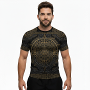 Aztec Tribal Headman Skull Custom BJJ MMA Rash Guard for Men - Image 2