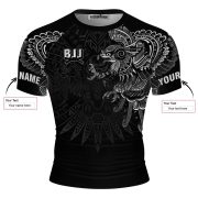 Aztec Tribal Hunting Eagle Black White Custom BJJ MMA Rash Guard for Men - Image 5