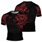 Aztec Tribal Hunting Eagle Red Black Custom BJJ MMA Rash Guard for Men