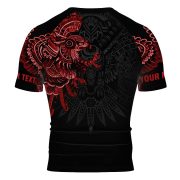 Aztec Tribal Hunting Eagle Red Black Custom BJJ MMA Rash Guard for Men - Image 4