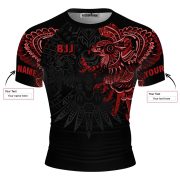 Aztec Tribal Hunting Eagle Red Black Custom BJJ MMA Rash Guard for Men - Image 5