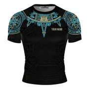 Aztec Tribal Sun Symbol Custom BJJ MMA Rash Guard for Men - Image 3