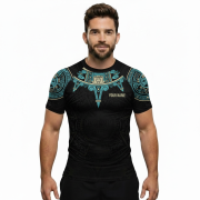 Aztec Tribal Sun Symbol Custom BJJ MMA Rash Guard for Men - Image 2