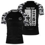 Black Camouflage Camo Pattern Custom BJJ Rash Guard for Men