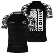 Black Camouflage Camo Pattern Custom BJJ Rash Guard for Men