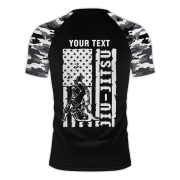 Black Camouflage Camo Pattern Custom BJJ Rash Guard for Men - Image 4