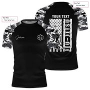 Black Camouflage Camo Pattern Custom BJJ Rash Guard for Men - Image 5