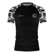 Black Camouflage Camo Pattern Custom BJJ Rash Guard for Men - Image 3