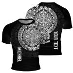Black White Aztec Calendar Graphic Custom BJJ MMA Rash Guard for Men