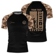 Brown Camouflage Camo Pattern Custom BJJ Rash Guard for Men