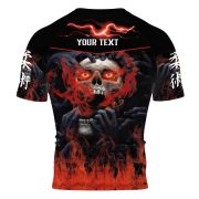 Flaming Drown Skull BJJ Custom Brazilian Jiu Jitsu Rash Guard - Image 4