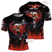 Flaming Drown Skull BJJ Custom Brazilian Jiu Jitsu Rash Guard - Image 5