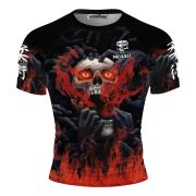 Flaming Drown Skull BJJ Custom Brazilian Jiu Jitsu Rash Guard - Image 3