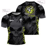 Grunge Gray Skull BJJ Custom Brazilian Jiu Jitsu Rash Guard - Image 5