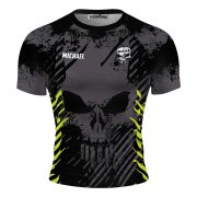Grunge Gray Skull BJJ Custom Brazilian Jiu Jitsu Rash Guard - Image 3
