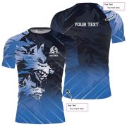 Ice Wolf Blue Black Custom BJJ Rash Guard for Men - Image 5