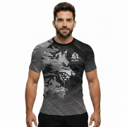 Ice Wolf Grey Black Version Custom BJJ Rash Guard for Men - Image 2
