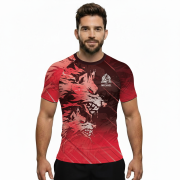 Ice Wolf Red Version Custom BJJ Rash Guard for Men - Image 2