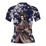 Japanese Geisha Samurai Cherry Blossom Custom BJJ MMA Rash Guard for Women - Image 4