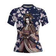 Japanese Geisha Samurai Cherry Blossom Custom BJJ MMA Rash Guard for Women - Image 3