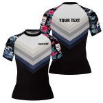 Japanese Wave Cherry Blossom Custom BJJ MMA Rash Guard for Women