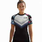Japanese Wave Cherry Blossom Custom BJJ MMA Rash Guard for Women - Image 2