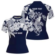 Koi Fish Peony Floral Design Custom BJJ MMA Rash Guard for Women