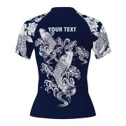 Koi Fish Peony Floral Design Custom BJJ MMA Rash Guard for Women - Image 4