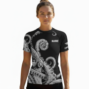 Kraken Octopus Black Version Custom BJJ MMA Rash Guard for Women - Image 2