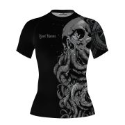 Kraken Octopus Monochrome Version Custom BJJ MMA Rash Guard for Women - Image 3