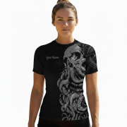 Kraken Octopus Monochrome Version Custom BJJ MMA Rash Guard for Women - Image 2