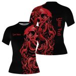 Kraken Octopus Red Black Custom BJJ MMA Rash Guard for Women