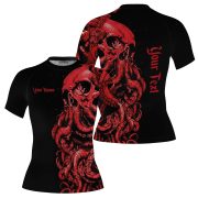 Kraken Octopus Red Black Custom BJJ MMA Rash Guard for Women