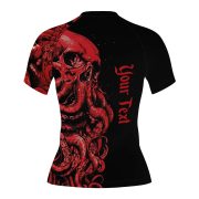 Kraken Octopus Red Black Custom BJJ MMA Rash Guard for Women - Image 4