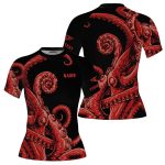 Kraken Octopus Red Version Custom BJJ MMA Rash Guard for Women
