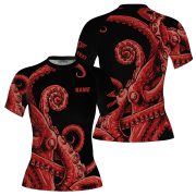Kraken Octopus Red Version Custom BJJ MMA Rash Guard for Women