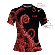 Kraken Octopus Red Version Custom BJJ MMA Rash Guard for Women - Image 5