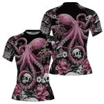 Kraken Octopus Skull Flowers Custom BJJ MMA Rash Guard for Women