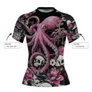 Kraken Octopus Skull Flowers Custom BJJ MMA Rash Guard for Women - Image 5